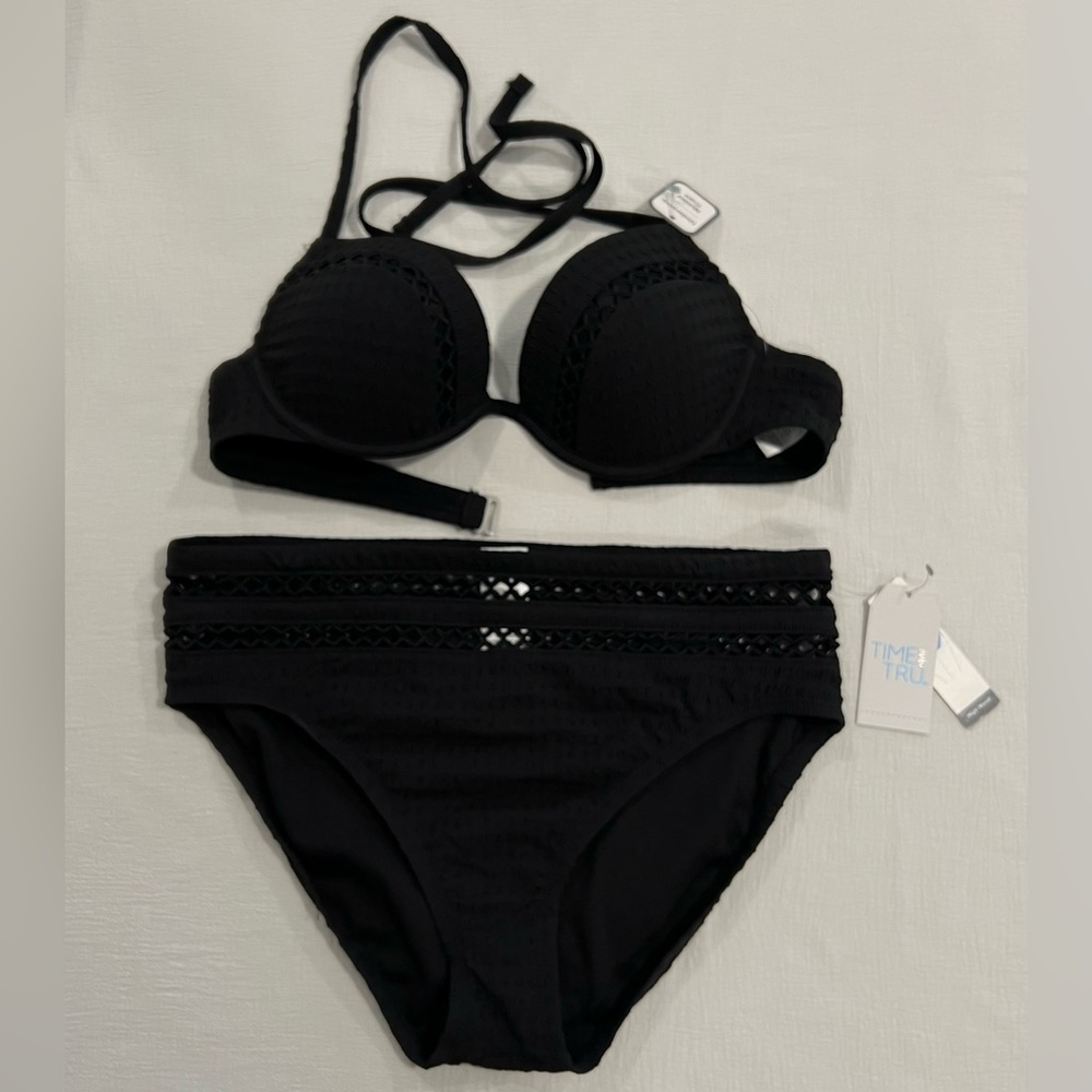 BRAND NEW BLACK TWO PIECE BIKINI BATHING SUIT ~ NWT